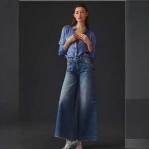 Current Elliot The Dusty Wide Leg Crop Jean Size 24 High Rise Anthropologie NEW